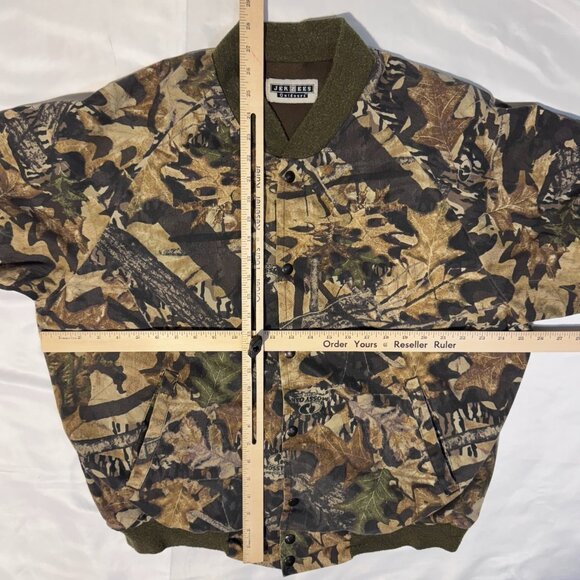 Vintage 90s Jerzees Oudoors Hunting Camo Bomber Jacket XL Button Snaps - Picture 3 of 5
